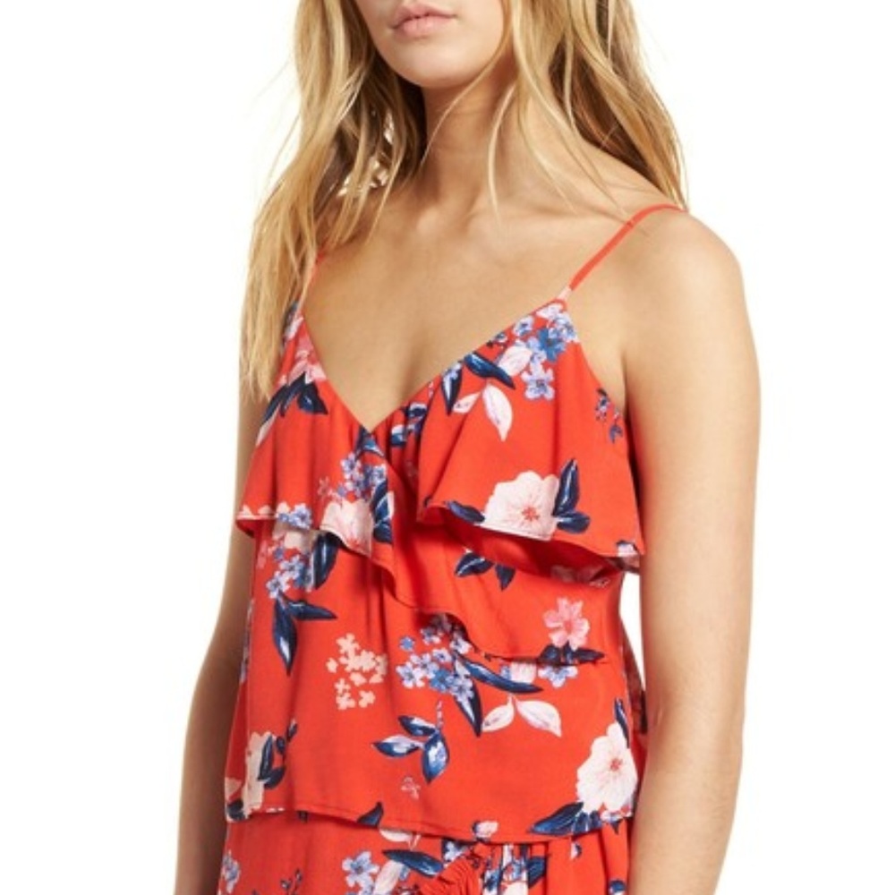 cupcakes and cashmere Berkely Floral Ruffle Tank